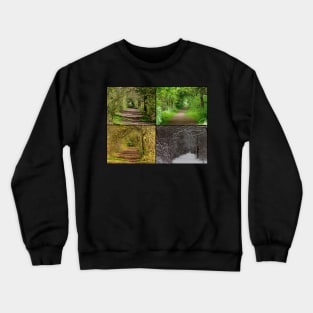 Tree tunnel in all 4 seasons . Crewneck Sweatshirt